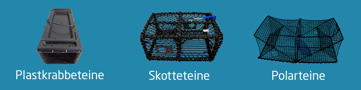 Produktbilder av plastteine, skotteteine og polarteine